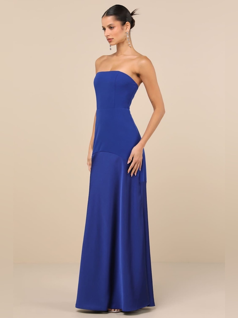 Lulus Compelling Style Royal Blue Strapless A-Line Maxi Dress Size Small Formal - Picture 5 of 16
